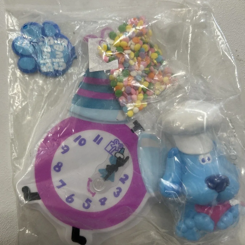 Vtg Blue's Clues Chef Blue Clock Cake Topper NIP